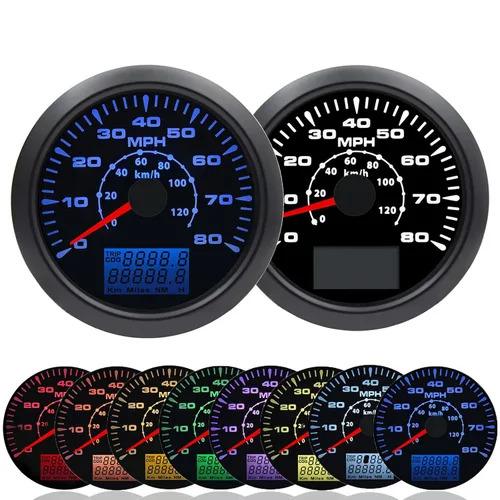 Miniatura 2 de KAOLALI Velocímetro GPS de 85 mm 0-120 km/h 0-80 MPH Odómetro de velocidad con calibre de retroiluminación de 8 colores para motocicleta, coche