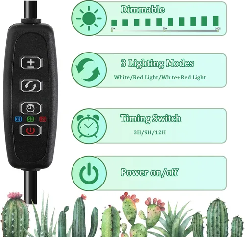 Miniatura 4 de Luces de Cultivo para Plantas de Interior 20 LED, Luces de Cultivo de Plantas de Interior de Espectro Completo Auto Encendido Apagado