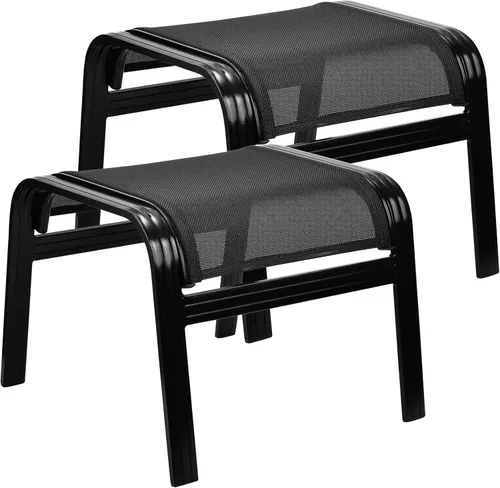 Miniatura 14 de Reposapiés para patio al aire libre, asiento otomano, de textileno, portátil, de metal, sillas de patio, 2 unidades, color marrón