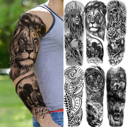 Miniatura 2 de EGMBGM 52 hojas de tatuajes temporales pequeños para niños, niños y niñas, tatuajes tribales de animales, mariposas, anclas, brújulas, pegatinas