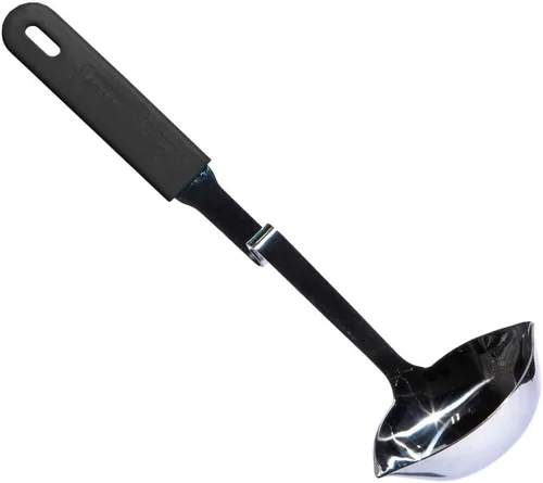 Miniatura 13 de Souper Cubes + Lori Greiner Cucharón de sopa sin desorden de acero inoxidable con mango de silicona - Cucharón de sopa de metal con diseño sin
