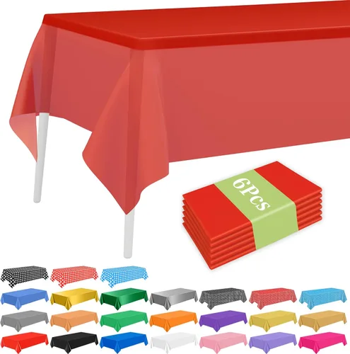 Miniatura 11 de PLULON 6 Pzas Manteles de Colores Arcoíris de Plástico Desechables Cubierta de Mesa para Mesas Rectangulares 54 x 108 Pulgadas Mantel Impermeable