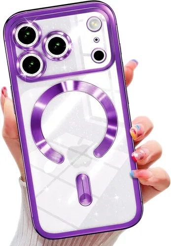 Miniatura 31 de Misscase Funda magnética compatible con iPhone 14 con purpurina y protector de lente de cámara, protección completa, compatible con MagSafe