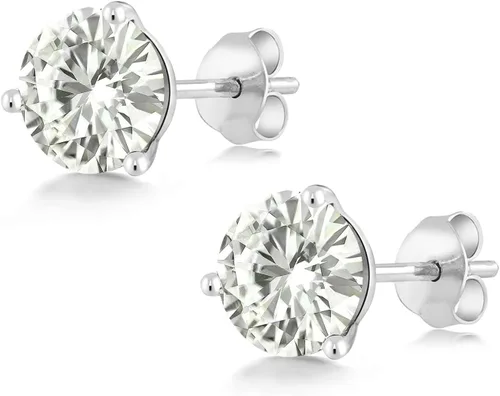 Miniatura 75 de Gem Stone King Aretes de oro de 14 quilates, 0.236 in, piedra natal redonda, Martini, 3 puntas, aretes de oro para mujer