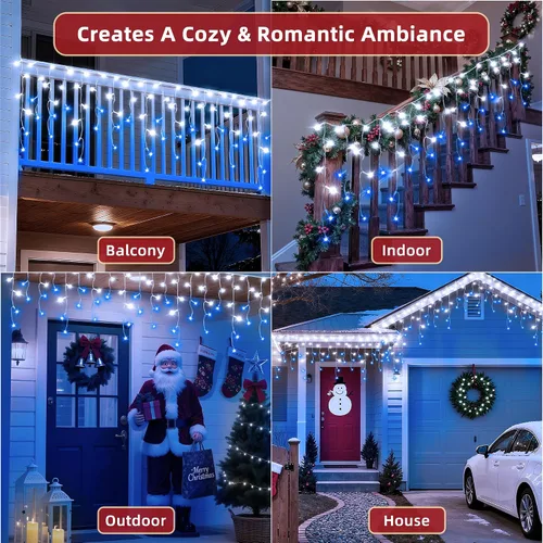 Miniatura 6 de 612 luces LED de Navidad de 60 pies con 136 caídas, 12 modos de iluminación, decoración navideña multicolor, luces centelleantes regulables