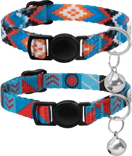 Miniatura 7 de CollarDirect Cat Collar Breakaway with Removable Bell Set of 2 PCS Azteca y étnica