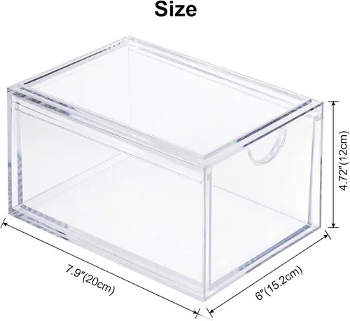 Miniatura 3 de Boxalls Paquete de 2 cajones de almacenamiento apilables de acrílico, organizador de maquillaje, 20% más grueso, transparente, organizadores de baño