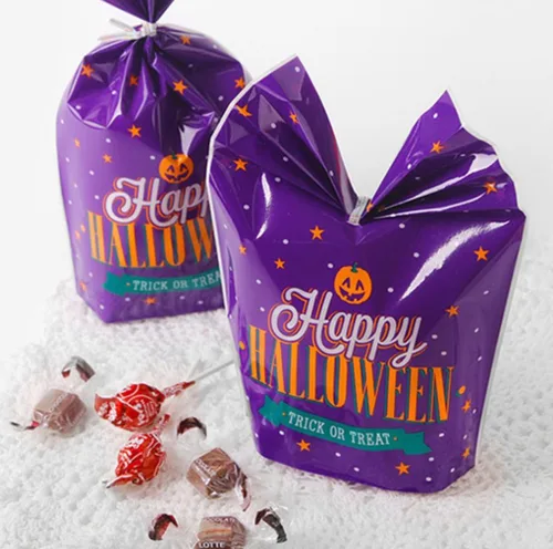 Miniatura 3 de 50 bolsas de dulces de Halloween, bolsas de galletas con lazos giratorios