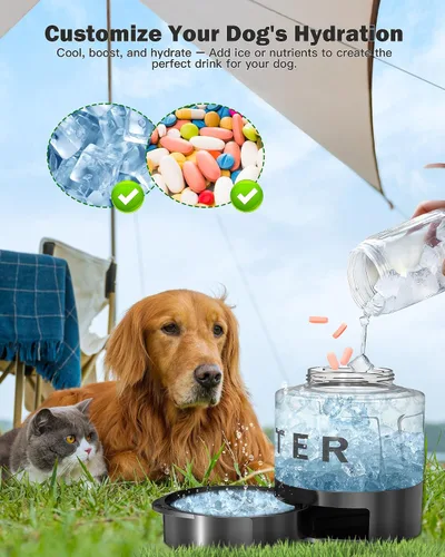 Miniatura 8 de Botella de agua para perros, tazón de viaje grande de 56 onzas para perros, dispensador de cuencos de agua portátiles para camping, artículos