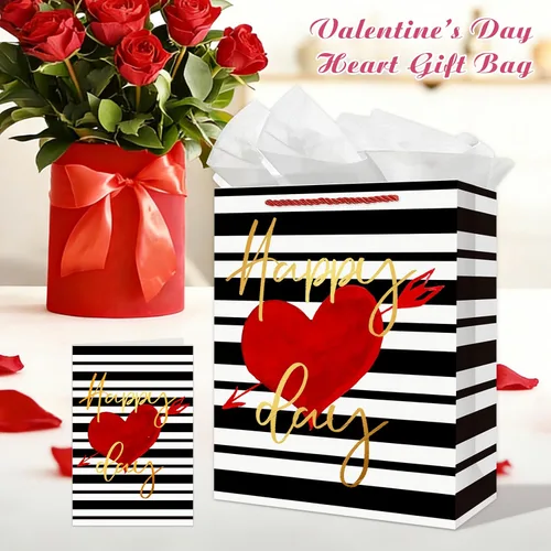 Miniatura 3 de FaCraft Bolsas grandes de regalo para el día de San Valentín con asas para novio y niños, bolsa de regalo de corazón para aniversario, bodas