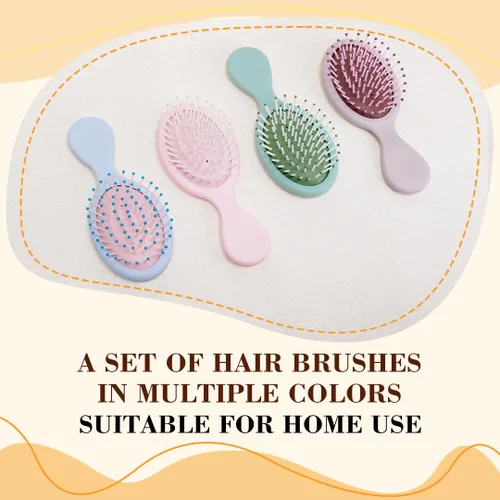 Miniatura 7 de Bituemly 4 mini cepillos para el pelo, cepillo desenredante de viaje para niñas, niños, mujeres, hombres, cepillo pequeño de bolsillo para cabello