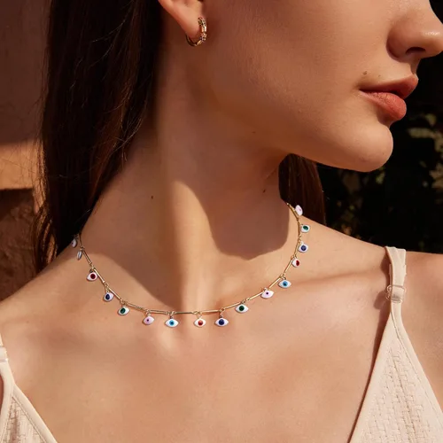 Miniatura 2 de Valloey Rover Gargantilla para mujer, chapado en oro de 14 quilates, collar de cadena corta de cuerda delicada