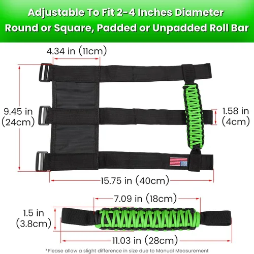 Miniatura 6 de 4 x Asas de Agarre de Barra de Enrollado para Jeep Wrangler JK JKU JL JLU TJ YJ Sport Sahara Freedom Rubicon Unlimited Gladiator JT 1955-2023 UTV