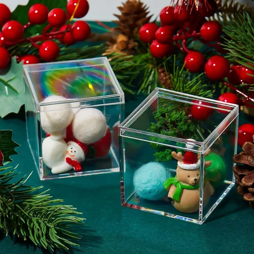 Miniatura 5 de Blulu 8 cajas de acrílico transparente con tapa, caja de almacenamiento de plástico para joyas, mini cubos para dulces y pequeñas joyas, recuerdos