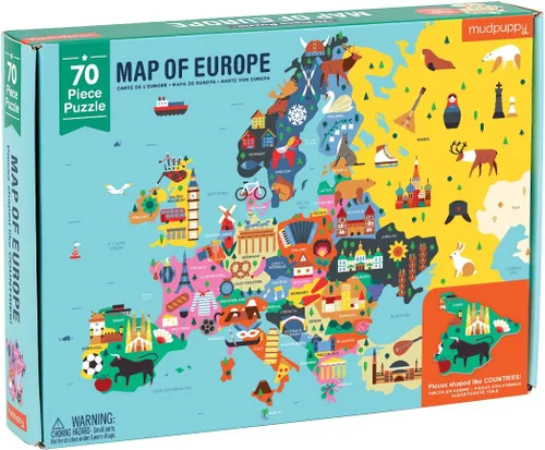Miniatura 7 de Mudpuppy Mapa de África - Rompecabezas de geografía de 70 piezas con piezas en forma de país y paisajes icónicos, artículos culturales y más