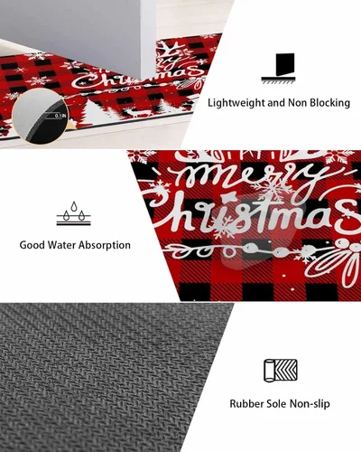 Miniatura 3 de Tapete de baño de Navidad para bañera, antideslizante, de secado rápido y absorbente, con tierra de diatomeas, fregadero de cocina, lavable, tapete