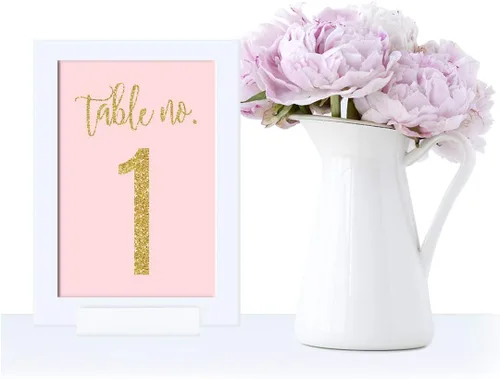 Miniatura 4 de andaz Prensa Blush Pink boda Collection purpurina, color dorado, Table Numbers 1 To 20, 1