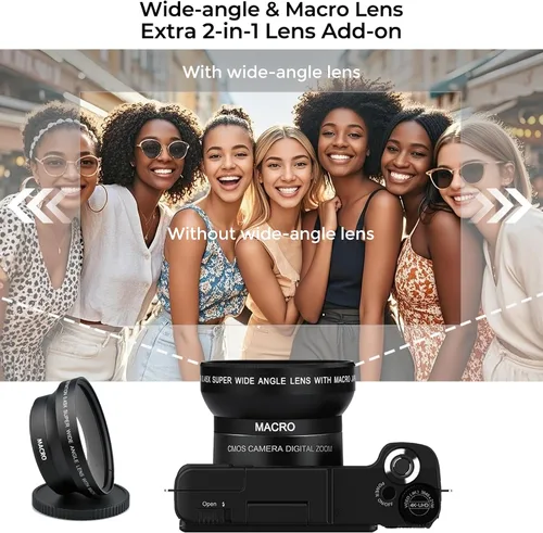 Miniatura 3 de Cámara de vlogging 4K con kits Creator Cámara digital 5K para fotografía Cámara de video de 64MP con pantalla abatible, micrófono, trípode