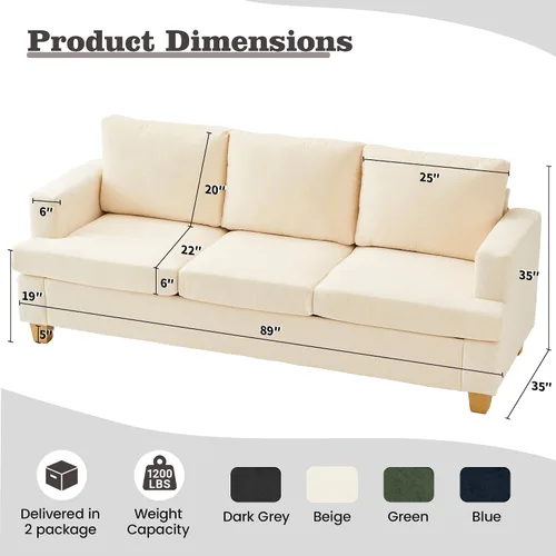 Miniatura 5 de Apicizon Cloud Couches Juegos de Muebles para Sala de Estar, Juego de Sofá Loveseat de 2 Plazas y Sofá de 3 Plazas para Dormitorio, Cómodo Sofá Cama