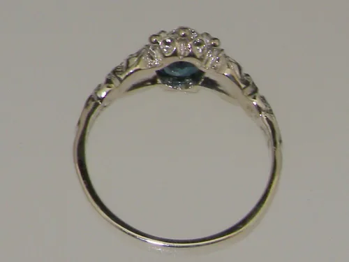 Miniatura 6 de Anillo de plata de ley 925 real de topacio azul para mujer