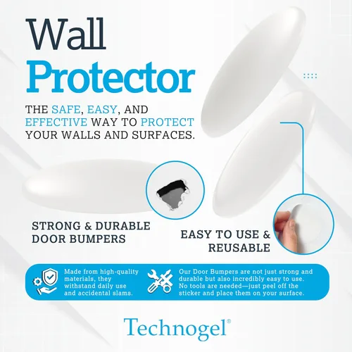 Miniatura 7 de Technogel Protector – Topes de puerta transparentes para despegar y pegar, protectores de suelo para patas de silla, almohadillas de parachoques que