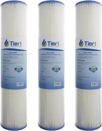 Miniatura 11 de Tier1 Filtro de agua de 30 micras de 20 x 4.5 pulgadas Filtro de agua de sedimentos para toda la casa Cartucho de poliéster plisado Reemplazo