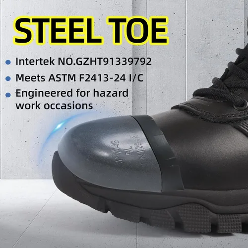 Miniatura 4 de DahWe Men's Tactical Boots with Steel Toe Side Zipper 6 inch Lightweight Comfortable for Military Combat Hiking Logger Riding Motorcycle Law