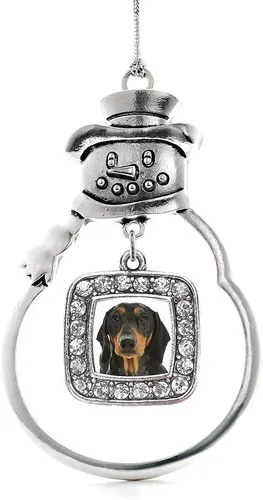 Miniatura 83 de Inspired Silver - Adorno de rodillo de reina - Adorno cuadrado de plata con muñeco de nieve con joyas de circonita cúbica