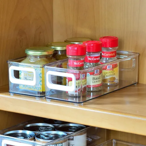Miniatura 3 de Youngever Paquete de 4 contenedores organizadores de almacenamiento de plástico apilables, contenedores de almacenamiento apilables con asa