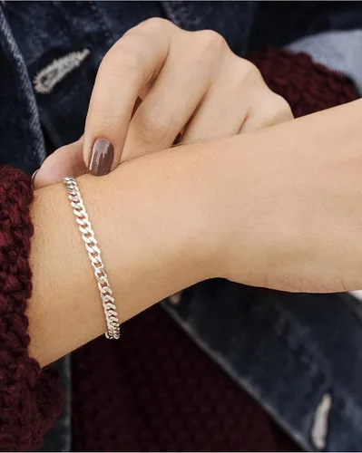 Miniatura 5 de 925 Sterling Silver Cuban Link Chain Bracelet 3mm 5mm 8mm Silver Bracelet for Men Women 6.5-9 Inches