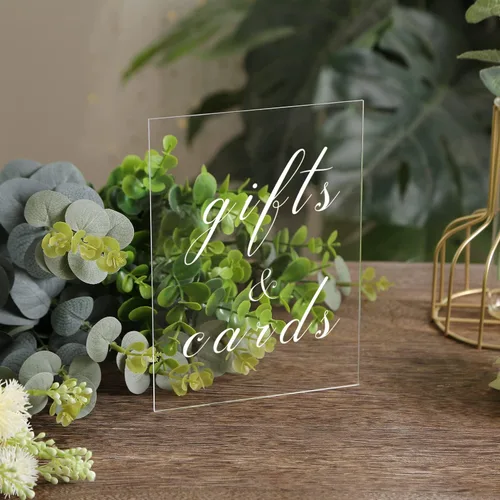 Miniatura 10 de UNIQOOO Paquete de 20 letreros acrílicos transparentes en blanco – Signos de números de mesa de 5 x 7 pulgadas, letreros de boda, tarjeta y letrero