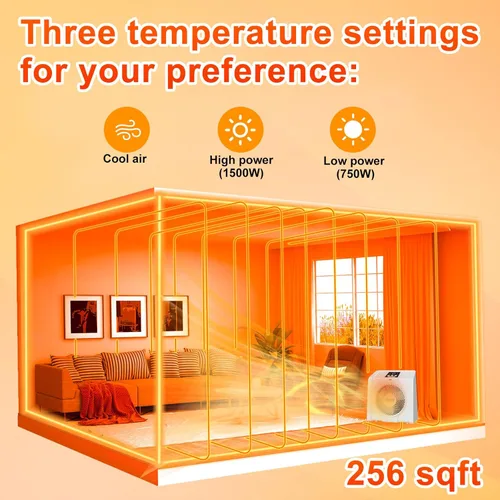 Miniatura 3 de HEATIT Calentador de espacio para interiores, pantalla digital con termostato, temporizador de 1-12 horas, modo de ventilador, 1500 W/750 W, Blanco
