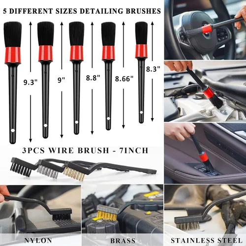 Miniatura 4 de Kit de limpieza y detalle para lavado de autos de 33 piezas con pistola de espuma, cepillo, manopla grande de lavado, toallas, suministro completo