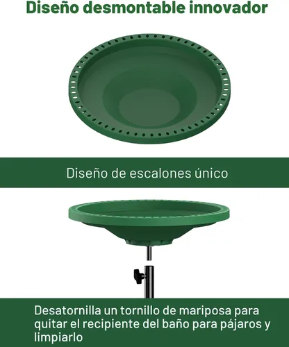 Miniatura 4 de Baños de pájaros para exteriores, baños de pájaros desmontables para la limpieza del jardín, baños de pájaros independientes para exteriores