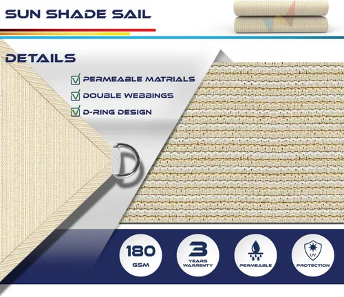 Miniatura 3 de Windscreen4less - Toldo rectangular de 8 x 12 pies para exteriores, bloquea los rayos ultravioleta, para patio trasero, porche, pérgola, terraza