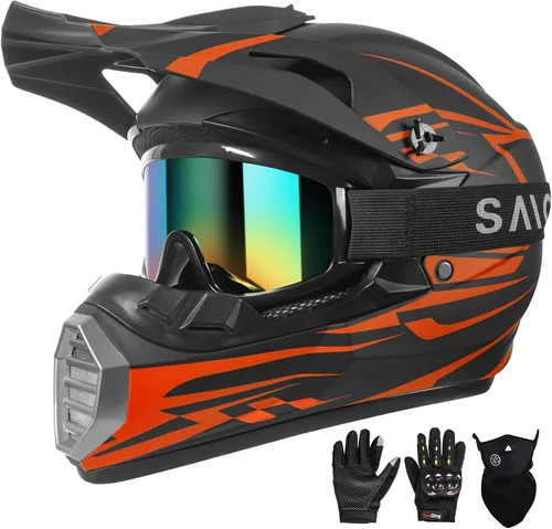 Miniatura 10 de Casco de Motocross Aprobado por DOT para Jóvenes/Niños - Casco Ultraligero de Cara Completa para Bicicleta de Tierra/ATV con Gafas, Guantes