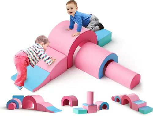 Lischwert - Juego de bloques de espuma para escalar, juguetes blandos para escalar para niños pequeños, juego de 5 piezas para gatear y escalar con