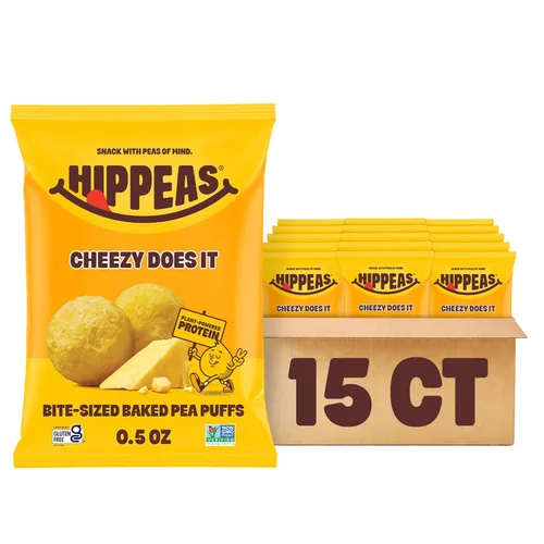 Miniatura 11 de Hippeas Puffs de garbanzos, Jalapeño Cheddar Blaze, 18 x 0.8 z, bocadillos de garbanzos crujientes horneados con 0.11 onzas de proteína vegetal