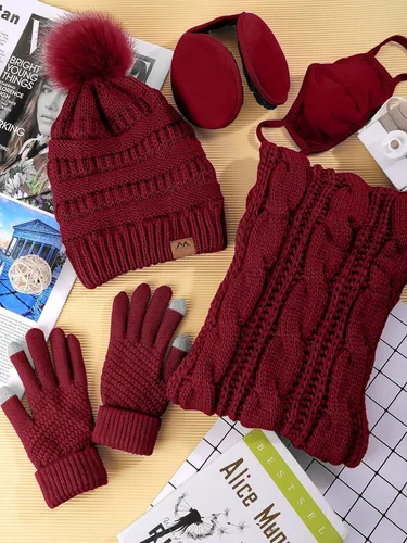Miniatura 5 de Motarto Conjunto cálido de invierno, gorro de punto, bufanda y guantes calentadores de oídos, para hombres y mujeres, cubierta cálida para clima frío