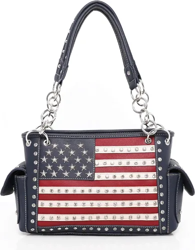Montana West Bolso patriótico con tachuelas para mujer, bolso con bandera estadounidense y bolso cruzado