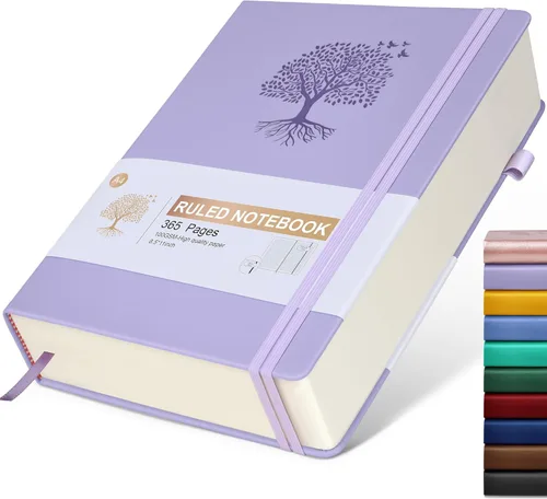 Miniatura 22 de Cuaderno Diario con Líneas - 365 Páginas A5 Cuaderno Grueso para Escribir para Hombres y Mujeres, Cuaderno con Rayas Universitarias, Diario de Cuero
