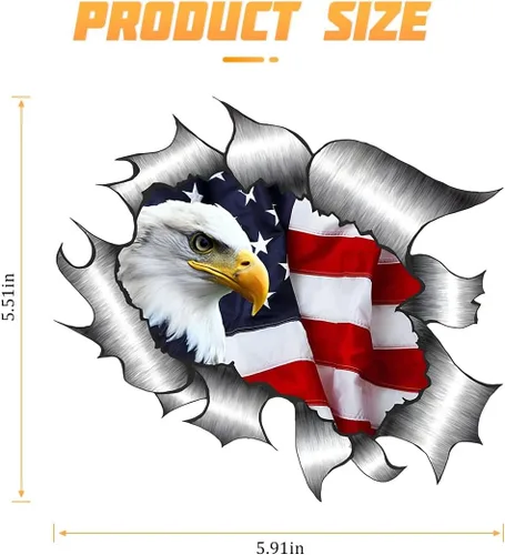 Miniatura 2 de 2 paquetes de calcomanías de águila calva americana para auto, 5.91X5.51 pulgadas, calcomanía patriótica para camiones, impermeable, para Número 3