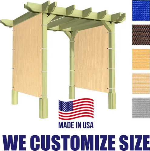 Miniatura 2 de Panel de privacidad beige de 6 x 8 pies, pantalla de tela de refugio de 95% de bloqueo UV para pérgola, cenador, ventana, patio, resistente de grado
