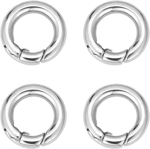 UNICRAFTALE 4 anillos de acero inoxidable para puerta de resorte de 0.59 pulgadas (0.591 in), anillo de llavero de puerta redonda, ganchos redondos,
