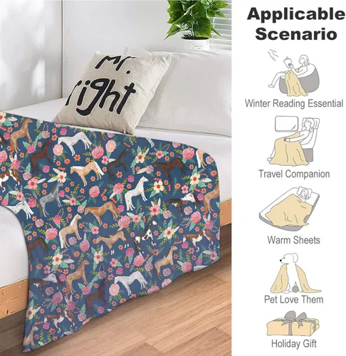 Miniatura 7 de Manta de caballo para niñas y mujeres, manta de franela de forro polar de animales del oeste, suave y ligera, manta de felpa azul para niños