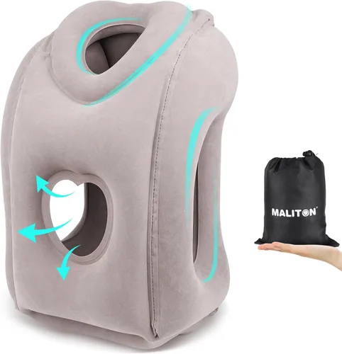 Miniatura 9 de Maliton Almohada inflable de viaje para avión para dormir cómodamente y aliviar el dolor de cuello y hombro, almohada inflable para la cabeza
