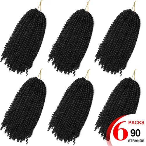 Miniatura 2 de Extensiones de cabello sintético rizado en espiral con volumen para trenza de croché