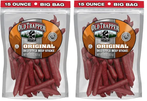 Miniatura 11 de Old Trapper Palitos de carne estilo delicatessen, sabor jalapeño, paquete de 15 onzas, palitos de carne picante, seis gramos de proteína y cero