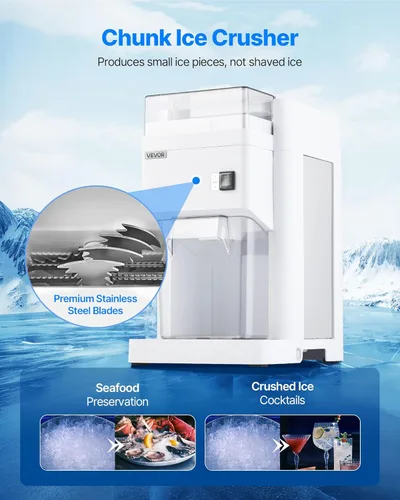 Miniatura 2 de VEVOR - Máquina trituradora de hielo comercial, 1.91QT / 1.8L, trituradora eléctrica de cubos de hielo grande, con motor premium de 300W, cuchillas