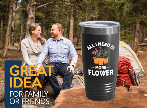 Vaso Flower Farmer Black Edition de 20 onzas – Todo lo que necesito – Regalos divertidos para granjeros para hombres, cosas vintage, tractor de